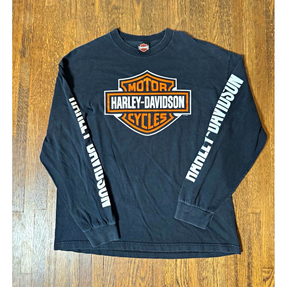 Harley-Davidson Dallas TX Long Sleeve T-Shirt Black Mens Large Bar & Shield 2009